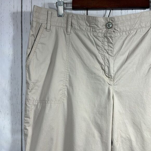 Talbots Tan Cotton Casual Outdoor Womens Khaki Tan Roll Tab Ankle Cropped Pants - Picture 3 of 16